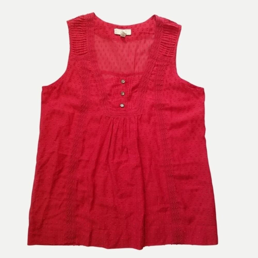 Joie embroidered pintuck sleeveless blouse (size S) | red